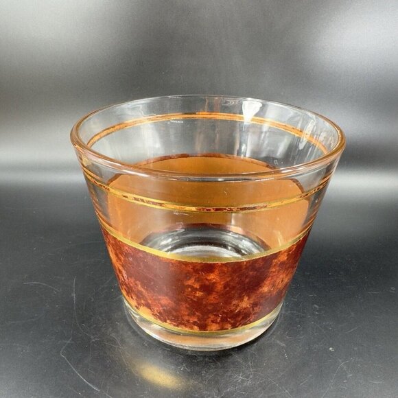 Vintage Mid Century George Briard Brown Marble Ice Bucket Glass Bottle Holder - Picture 16 of 16